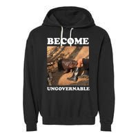 Moo Deng Become Ungovernable Garment-Dyed Fleece Hoodie