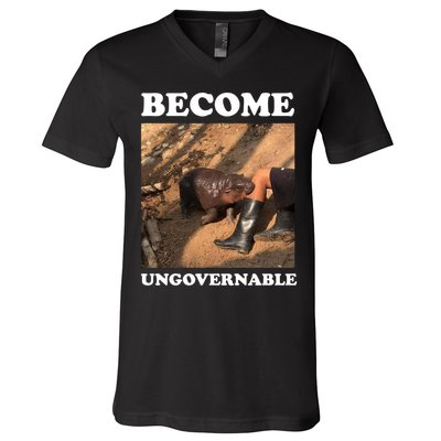 Moo Deng Become Ungovernable V-Neck T-Shirt