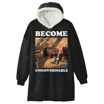 Moo Deng Become Ungovernable Hooded Wearable Blanket