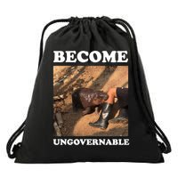 Moo Deng Become Ungovernable Drawstring Bag
