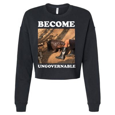Moo Deng Become Ungovernable Cropped Pullover Crew