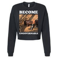 Moo Deng Become Ungovernable Cropped Pullover Crew