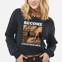 Moo Deng Become Ungovernable Cropped Pullover Crew