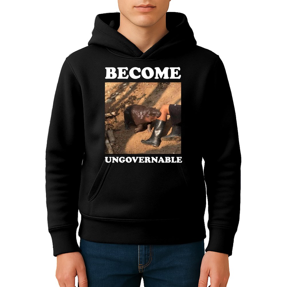 Moo Deng Become Ungovernable Kids Hoodie