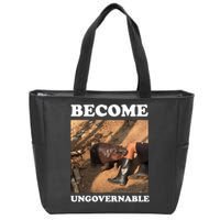 Moo Deng Become Ungovernable Zip Tote Bag