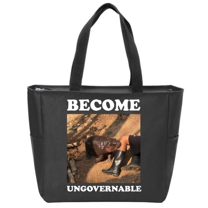 Moo Deng Become Ungovernable Zip Tote Bag