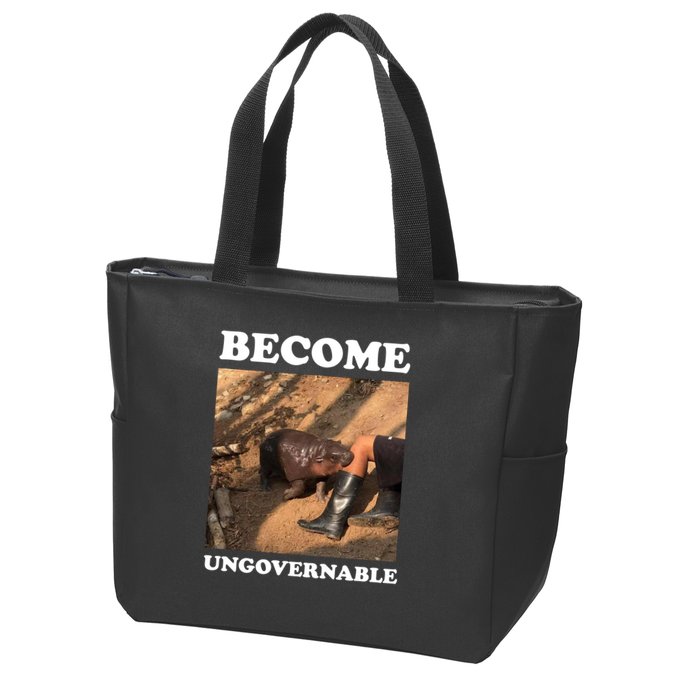 Moo Deng Become Ungovernable Zip Tote Bag