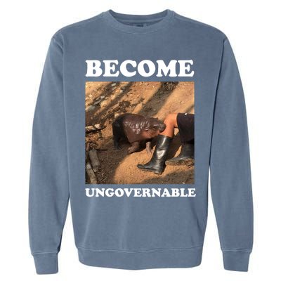 Moo Deng Become Ungovernable Garment-Dyed Sweatshirt