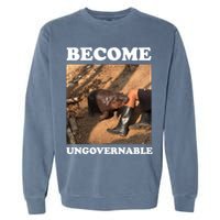 Moo Deng Become Ungovernable Garment-Dyed Sweatshirt