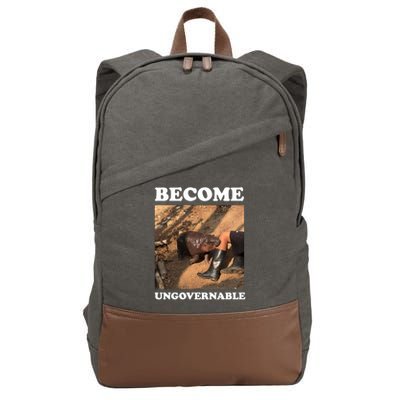 Moo Deng Become Ungovernable Cotton Canvas Backpack