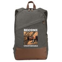 Moo Deng Become Ungovernable Cotton Canvas Backpack