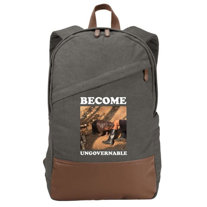Moo Deng Become Ungovernable Cotton Canvas Backpack