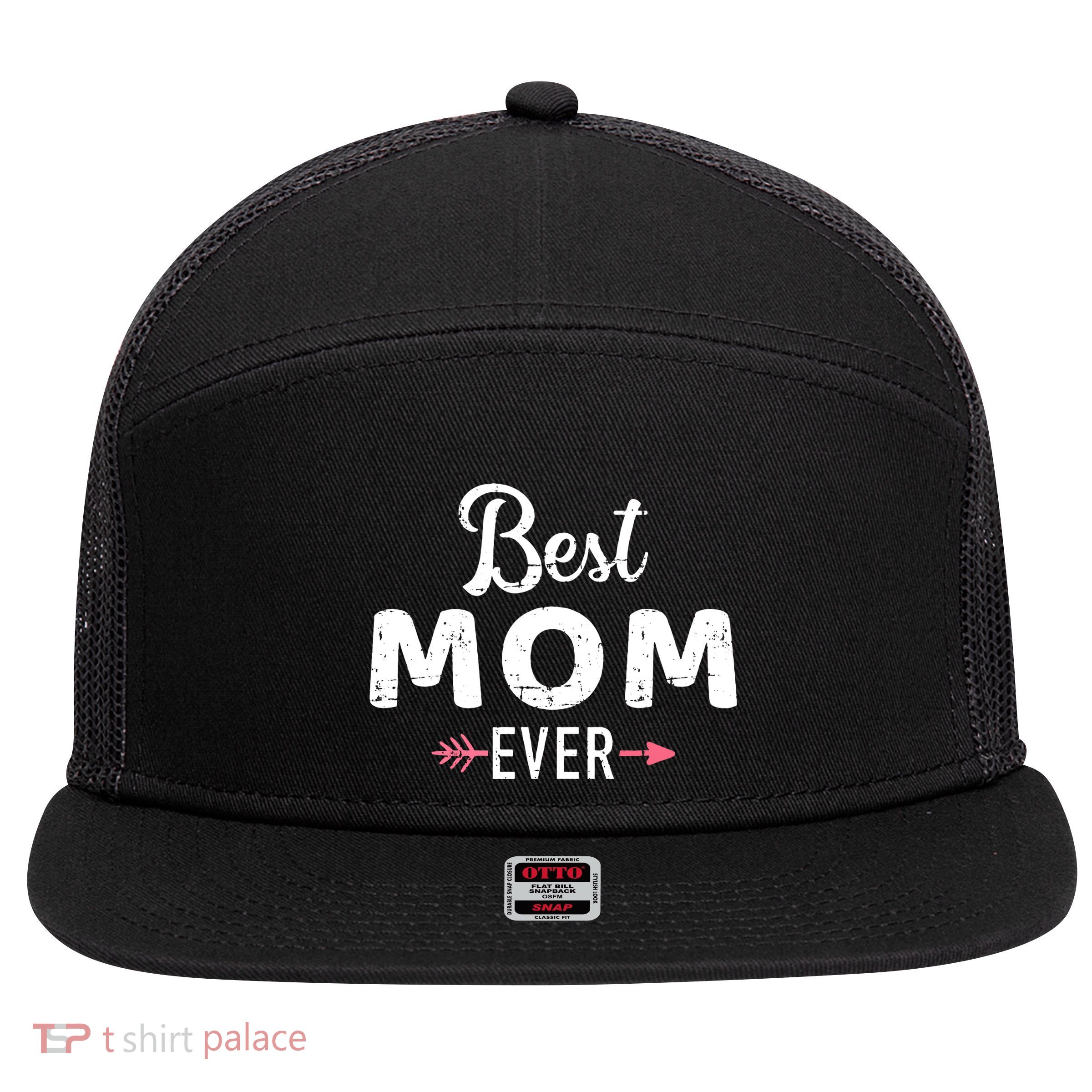 Mothers Day Best Mom Ever 7 Panel Mesh Trucker Snapback Hat