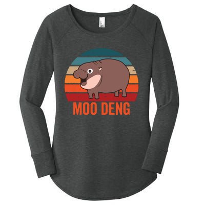 Moo Deng Baby Hippo Zoo Baby Hippo Vintage Women's Perfect Tri Tunic Long Sleeve Shirt