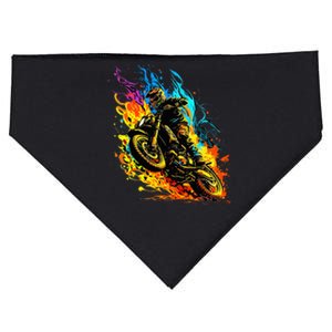 Motocross Dirt Bike Racing Supercross Flying Jump Flames USA-Made Doggie Bandana