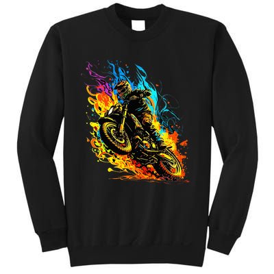 Motocross Dirt Bike Racing Supercross Flying Jump Flames Sweatshirt