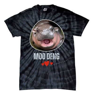 Moo Deng Bouncy Pig In Thai Picture The Cute Baby Hippo Tie-Dye T-Shirt