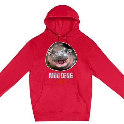 Moo Deng Bouncy Pig In Thai Picture The Cute Baby Hippo Premium Pullover Hoodie