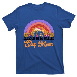 MotherS Day Blessed To Be Called Step Mom Groovy Rainbow Gift T-Shirt