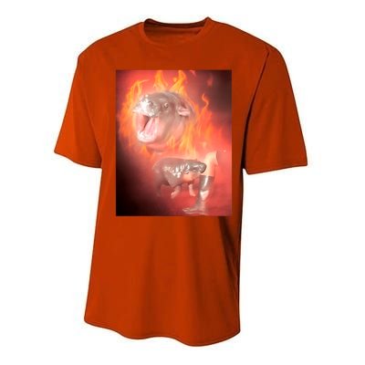 Moo Deng Bouncy Pig In Thai Fire Picture The Cute Baby Hippo Performance Sprint T-Shirt