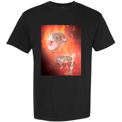 Moo Deng Bouncy Pig In Thai Fire Picture The Cute Baby Hippo Garment-Dyed Heavyweight T-Shirt