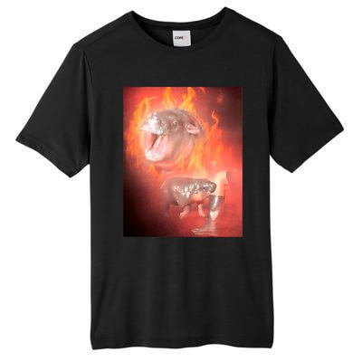 Moo Deng Bouncy Pig In Thai Fire Picture The Cute Baby Hippo Tall Fusion ChromaSoft Performance T-Shirt