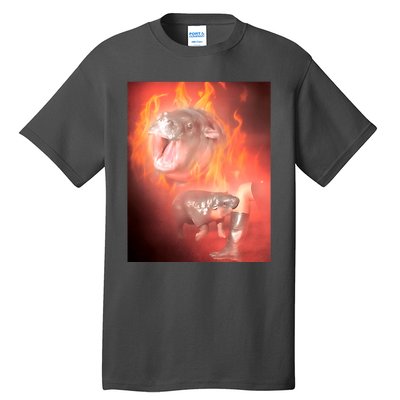 Moo Deng Bouncy Pig In Thai Fire Picture The Cute Baby Hippo Tall T-Shirt