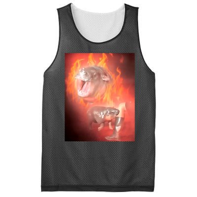 Moo Deng Bouncy Pig In Thai Fire Picture The Cute Baby Hippo Mesh Reversible Basketball Jersey Tank