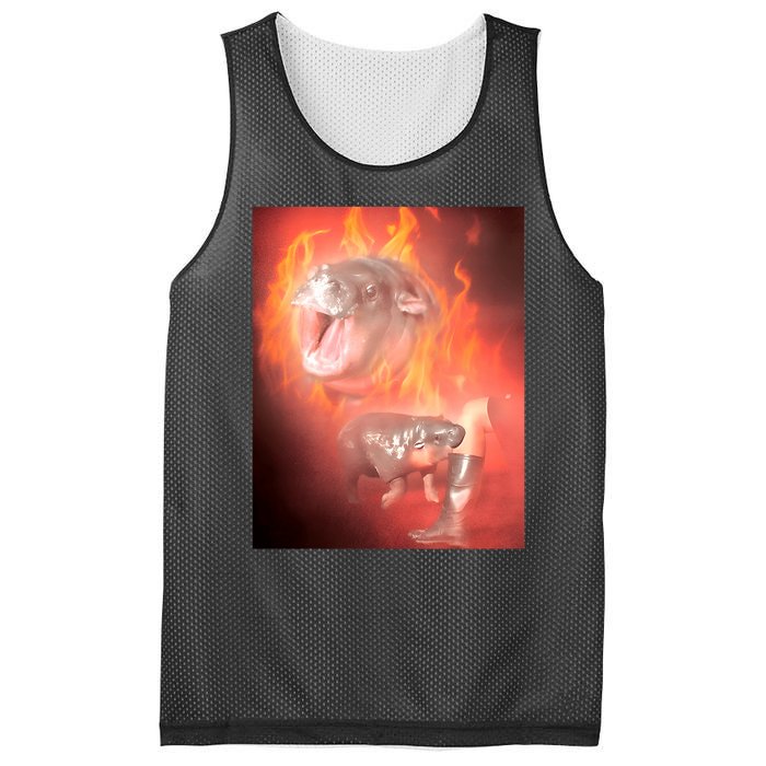 Moo Deng Bouncy Pig In Thai Fire Picture The Cute Baby Hippo Mesh Reversible Basketball Jersey Tank