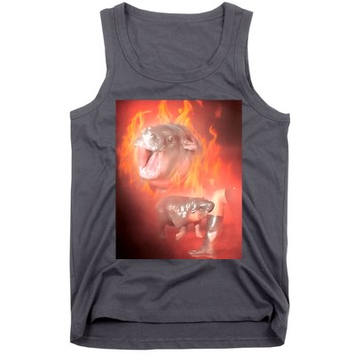 Moo Deng Bouncy Pig In Thai Fire Picture The Cute Baby Hippo Tank Top