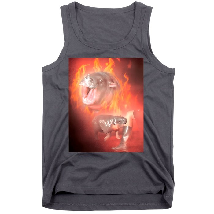 Moo Deng Bouncy Pig In Thai Fire Picture The Cute Baby Hippo Tank Top