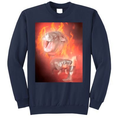 Moo Deng Bouncy Pig In Thai Fire Picture The Cute Baby Hippo Sweatshirt