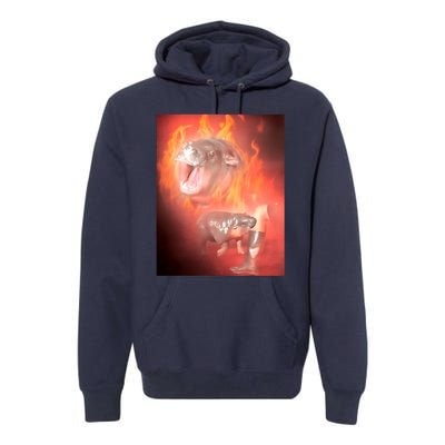 Moo Deng Bouncy Pig In Thai Fire Picture The Cute Baby Hippo Premium Hoodie