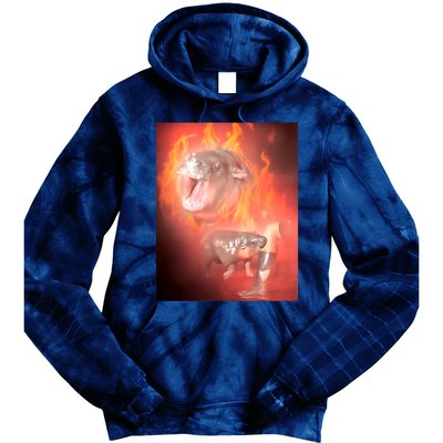 Moo Deng Bouncy Pig In Thai Fire Picture The Cute Baby Hippo Tie Dye Hoodie