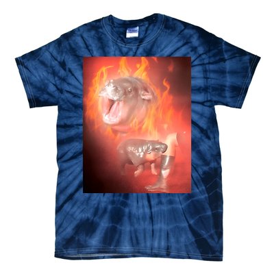 Moo Deng Bouncy Pig In Thai Fire Picture The Cute Baby Hippo Tie-Dye T-Shirt