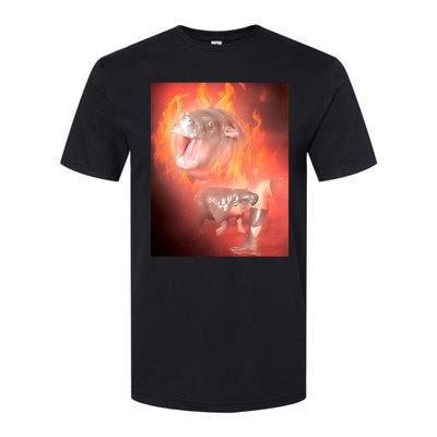 Moo Deng Bouncy Pig In Thai Fire Picture The Cute Baby Hippo Softstyle CVC T-Shirt