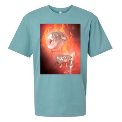 Moo Deng Bouncy Pig In Thai Fire Picture The Cute Baby Hippo Sueded Cloud Jersey T-Shirt