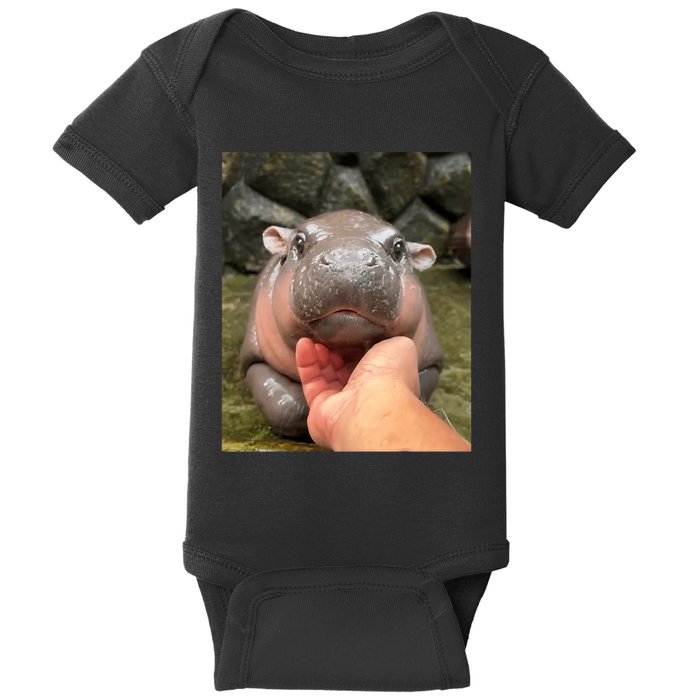 Moo Deng Bouncy Pig In Thai Picture The Cute Baby Hippo Moo Deng Lovers Baby Bodysuit