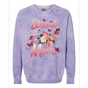 Mother's Day Blessed To Be Called Mom Butterflies And Roses Colorblast Crewneck Sweatshirt