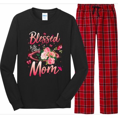 Mother's Day Blessed To Be Called Mom Butterflies And Roses Long Sleeve Pajama Set