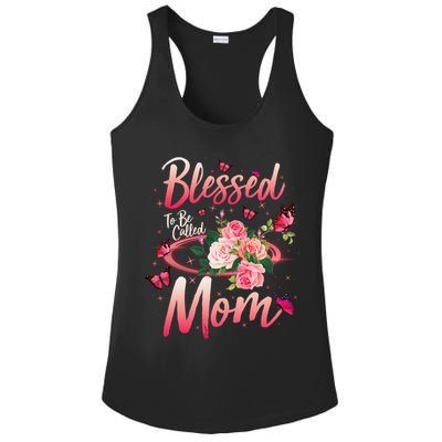 Mother's Day Blessed To Be Called Mom Butterflies And Roses Ladies PosiCharge Competitor Racerback Tank