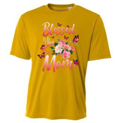 Mother's Day Blessed To Be Called Mom Butterflies And Roses Cooling Performance Crew T-Shirt