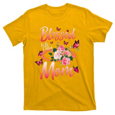 Mother's Day Blessed To Be Called Mom Butterflies And Roses T-Shirt