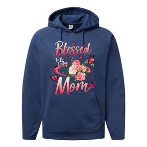 Mother's Day Blessed To Be Called Mom Butterflies And Roses Performance Fleece Hoodie