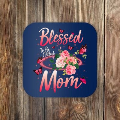 Mother's Day Blessed To Be Called Mom Butterflies And Roses Coaster