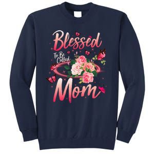 Mother's Day Blessed To Be Called Mom Butterflies And Roses Tall Sweatshirt