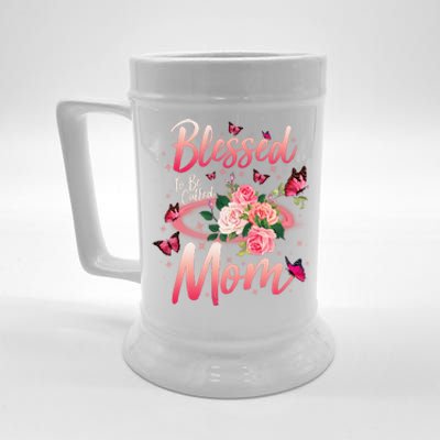 Mother's Day Blessed To Be Called Mom Butterflies And Roses Beer Stein