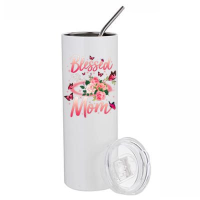 Mother's Day Blessed To Be Called Mom Butterflies And Roses Stainless Steel Tumbler