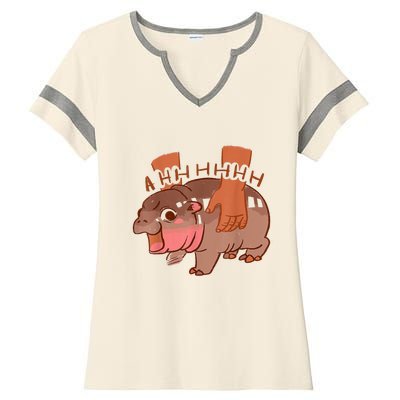 Moo Deng Bouncy Pig In Thai Ladies Halftime Notch Neck Tee