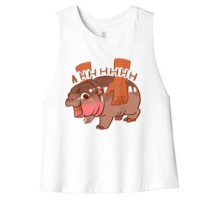 Moo Deng Bouncy Pig In Thai Women's Racerback Cropped Tank